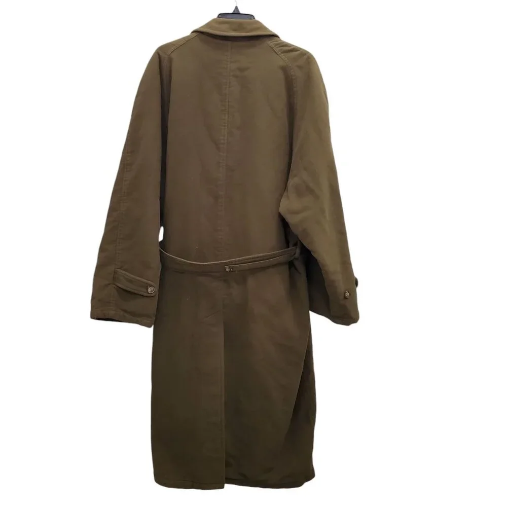 Giorgio Armani Men's Vintage Olive Wool Belted Military Trench Coat Size 42‎ - Picture 14 of 15